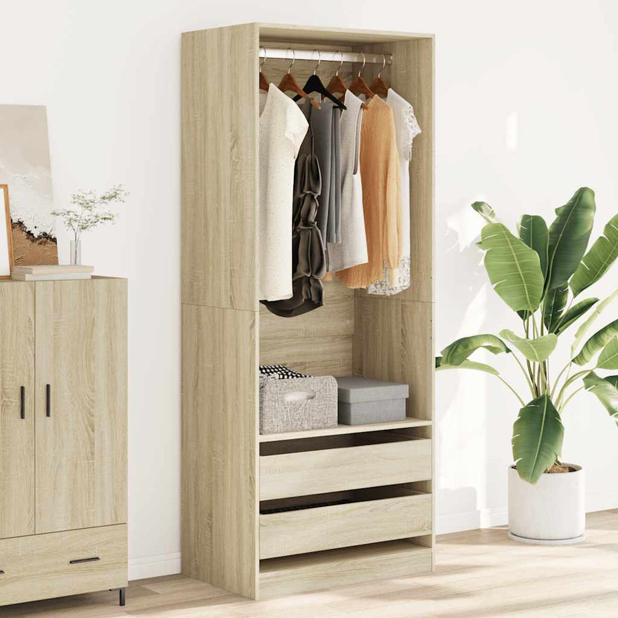 Kledingkast 80x50x200 cm bewerkt hout sonoma eikenkleurig