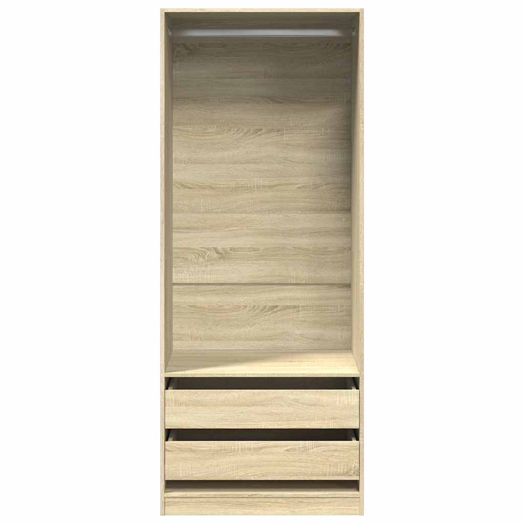 Kledingkast 80x50x200 cm bewerkt hout sonoma eikenkleurig
