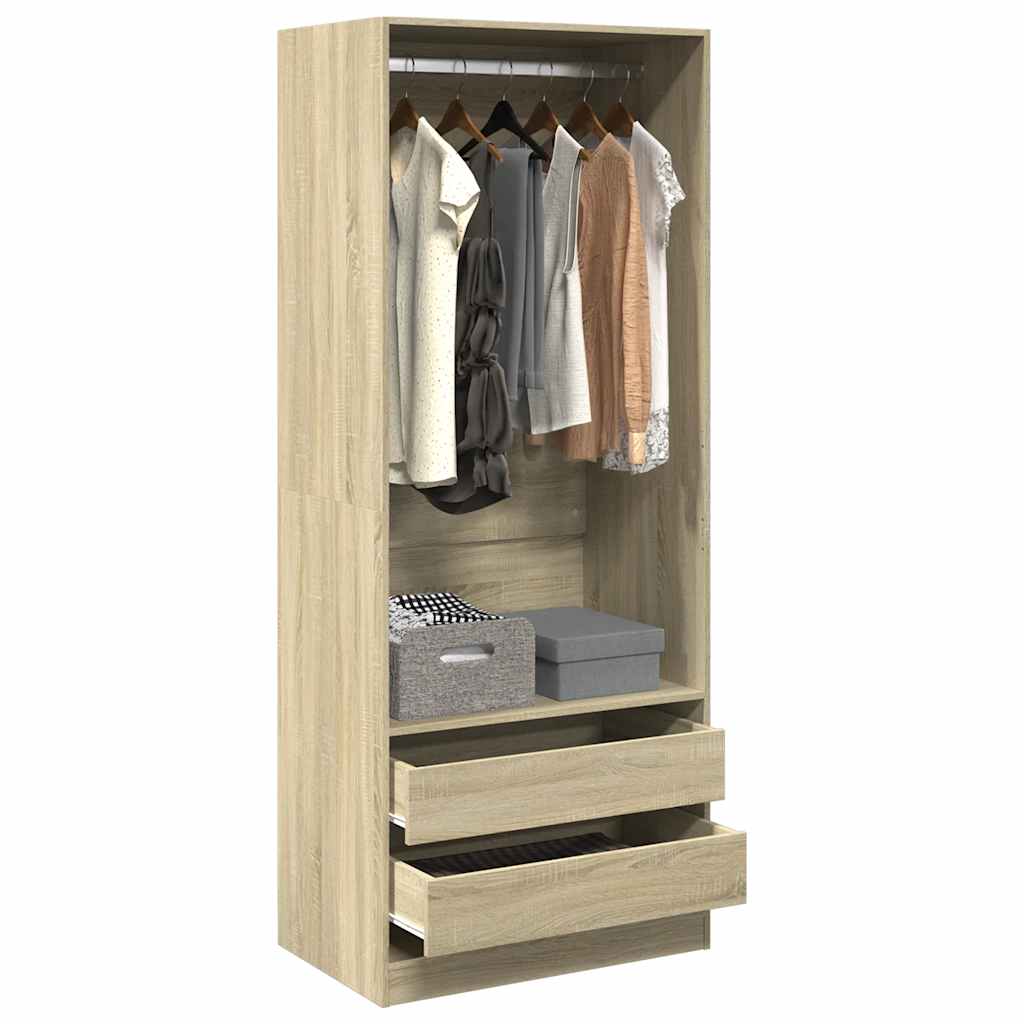 Kledingkast 80x50x200 cm bewerkt hout sonoma eikenkleurig