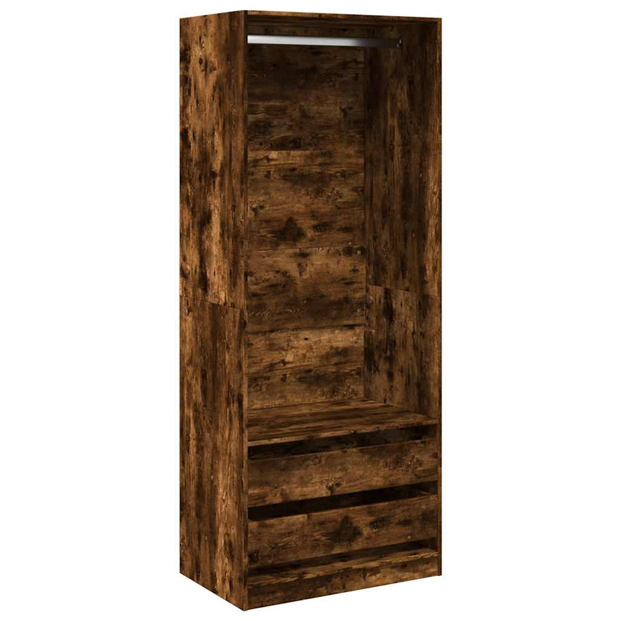 Kledingkast 80x50x200 cm bewerkt hout gerookt eikenkleurig