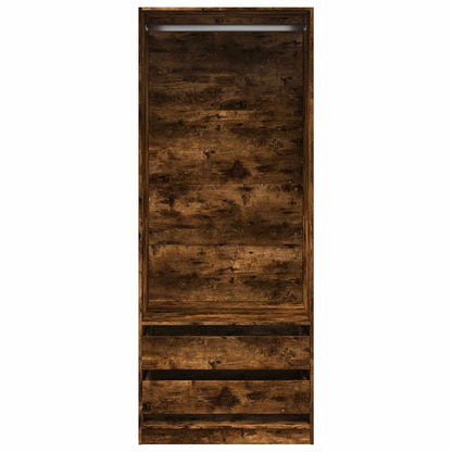 Kledingkast 80x50x200 cm bewerkt hout gerookt eikenkleurig
