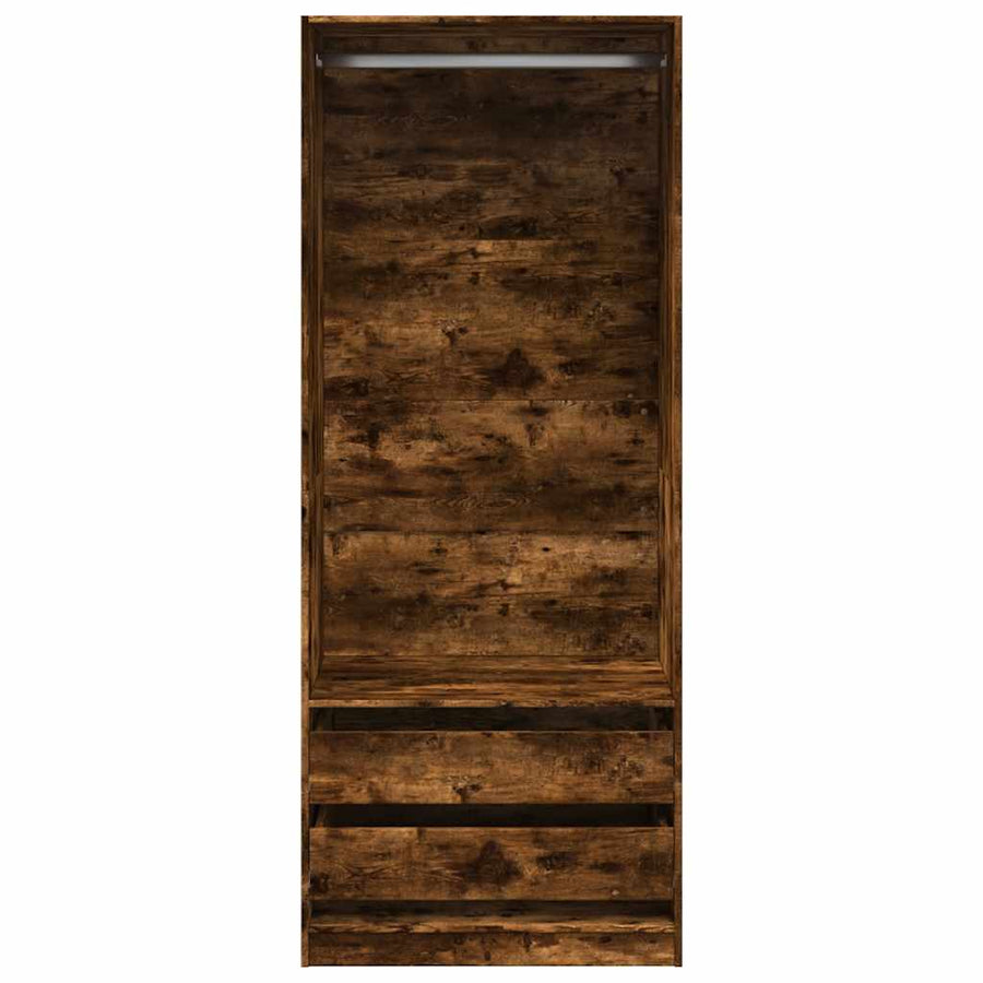 Kledingkast 80x50x200 cm bewerkt hout gerookt eikenkleurig