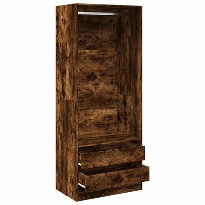Kledingkast 80x50x200 cm bewerkt hout gerookt eikenkleurig