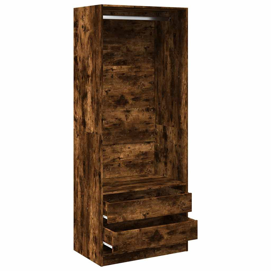 Kledingkast 80x50x200 cm bewerkt hout gerookt eikenkleurig