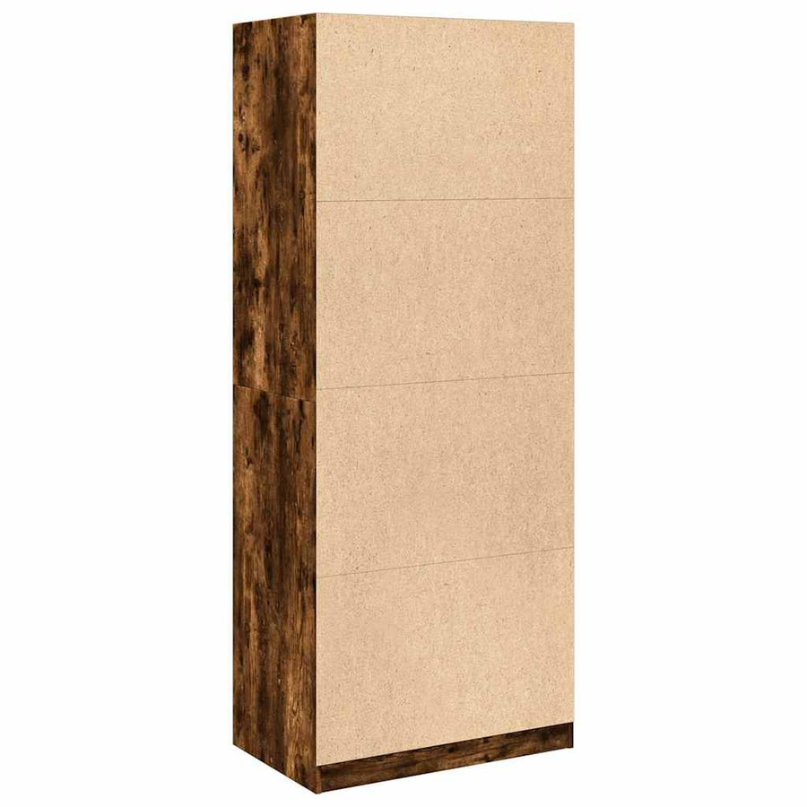 Kledingkast 80x50x200 cm bewerkt hout gerookt eikenkleurig