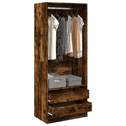 Kledingkast 80x50x200 cm bewerkt hout gerookt eikenkleurig