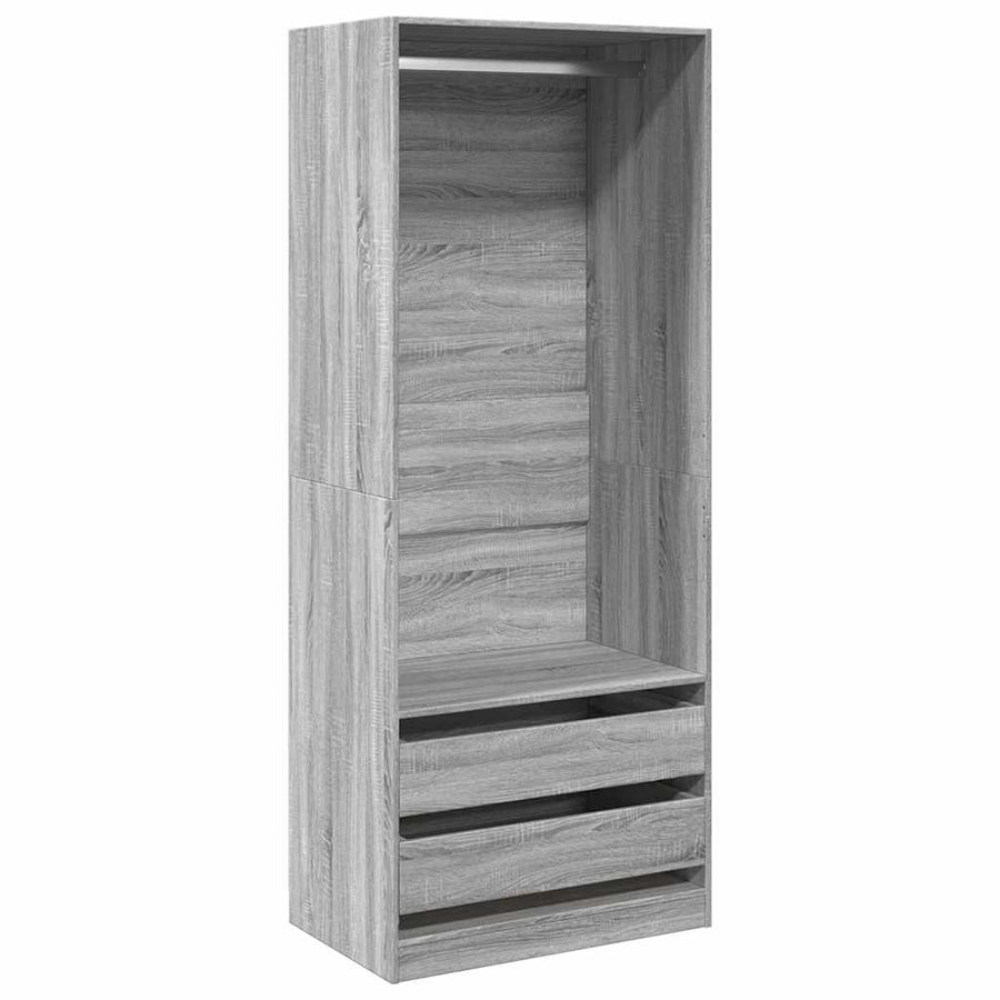 Kledingkast 80x50x200 cm bewerkt hout grijs sonoma eikenkleur