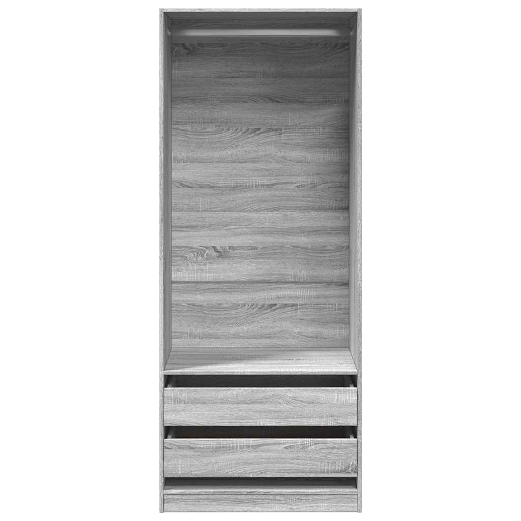 Kledingkast 80x50x200 cm bewerkt hout grijs sonoma eikenkleur