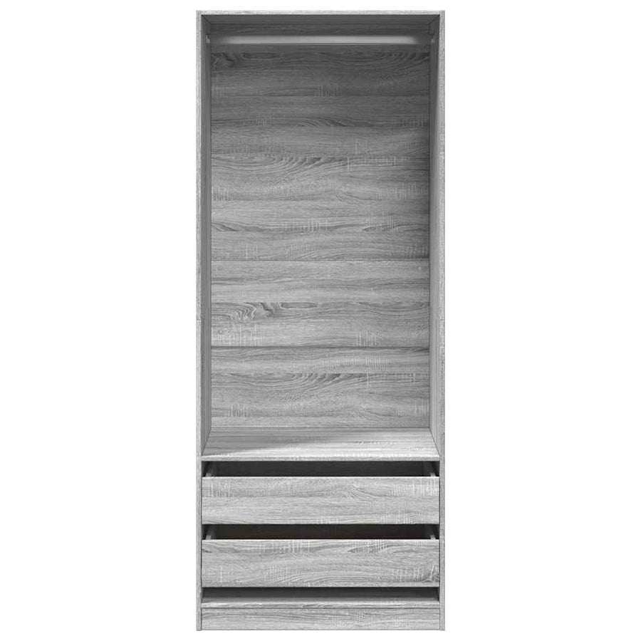 Kledingkast 80x50x200 cm bewerkt hout grijs sonoma eikenkleur