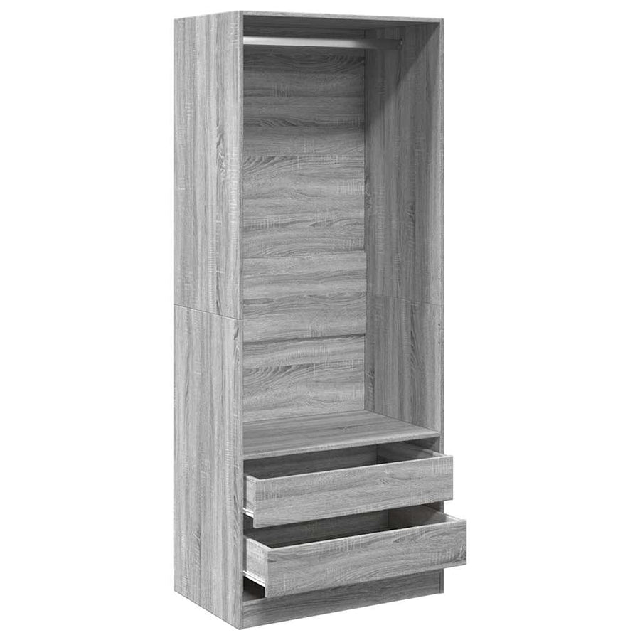 Kledingkast 80x50x200 cm bewerkt hout grijs sonoma eikenkleur