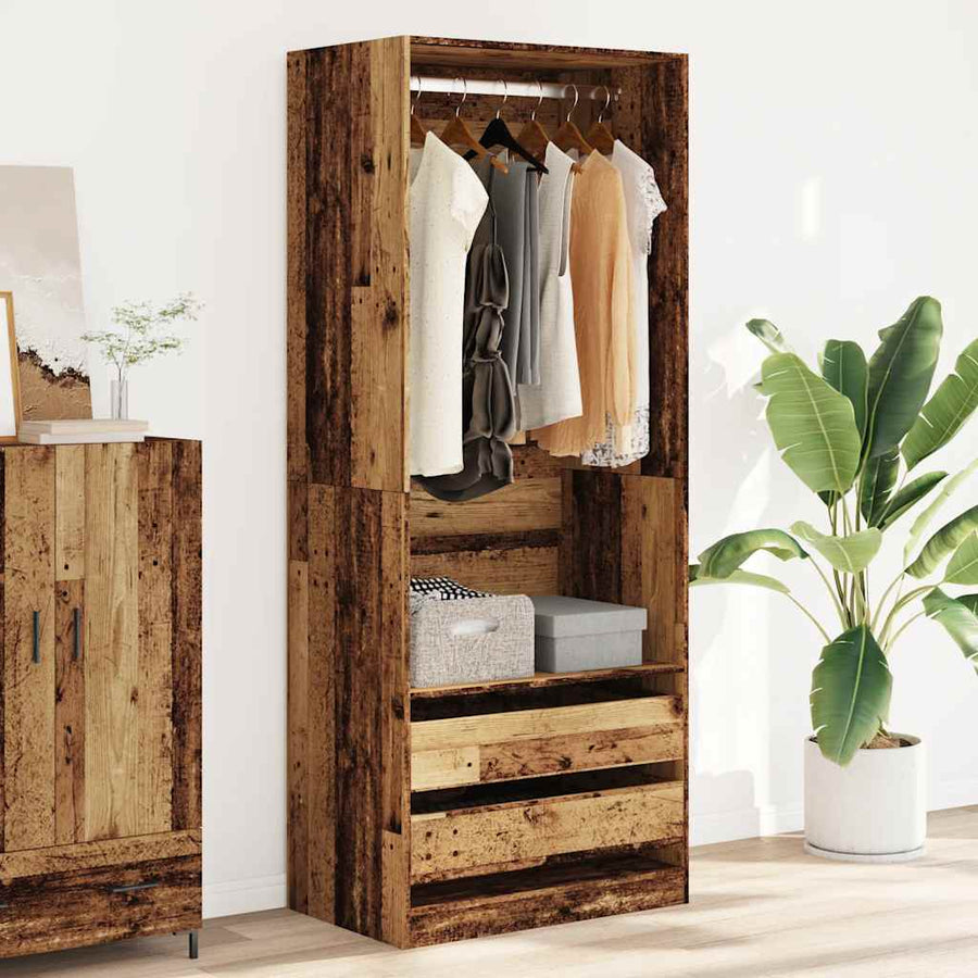 Kledingkast 80x50x200 cm bewerkt hout oud hout