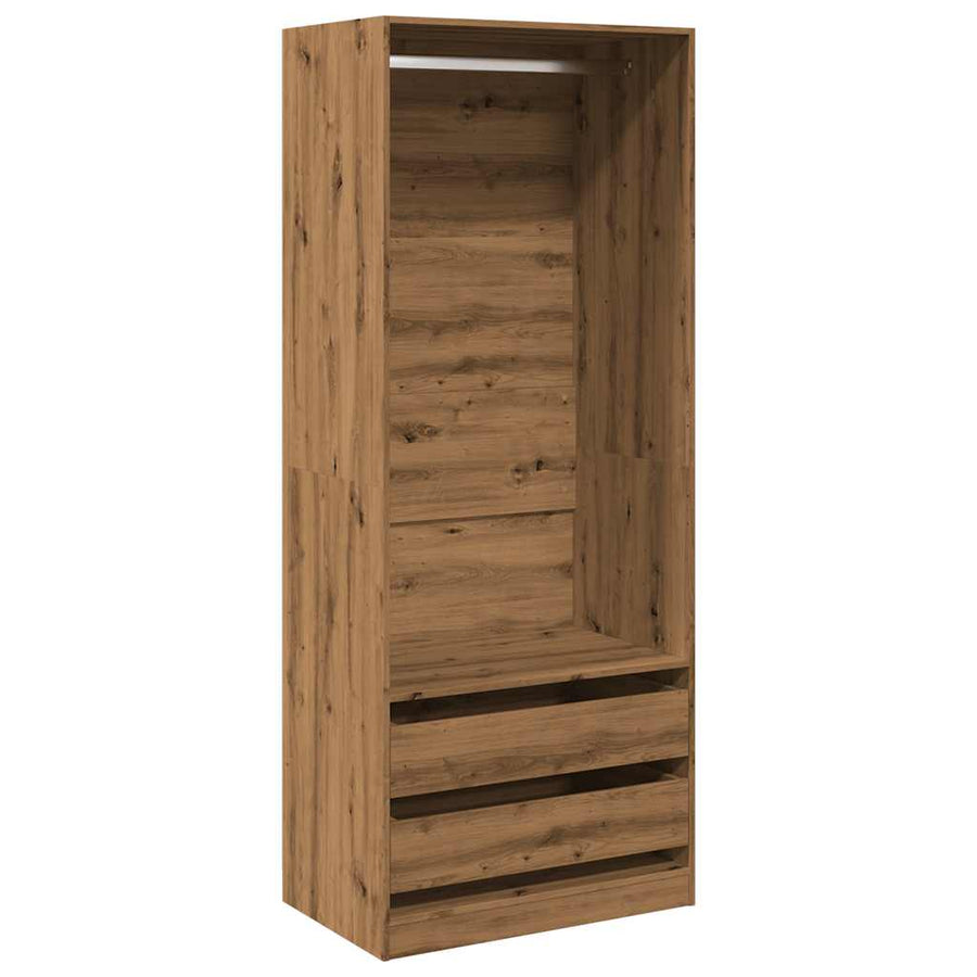 Kledingkast 80x50x200 cm bewerkt hout artisanaal eikenkleur