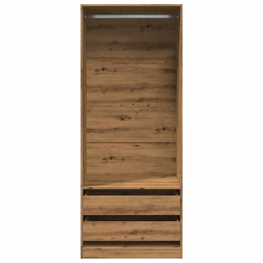 Kledingkast 80x50x200 cm bewerkt hout artisanaal eikenkleur