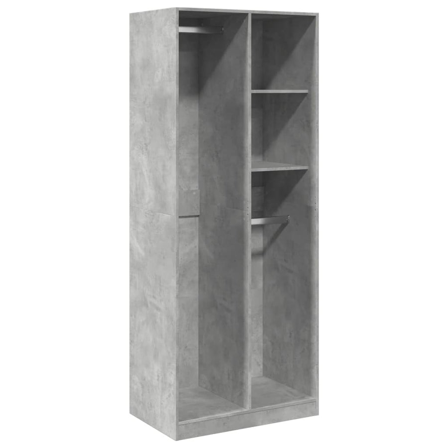 Kledingkast 80x50x200 cm bewerkt hout betongrijs