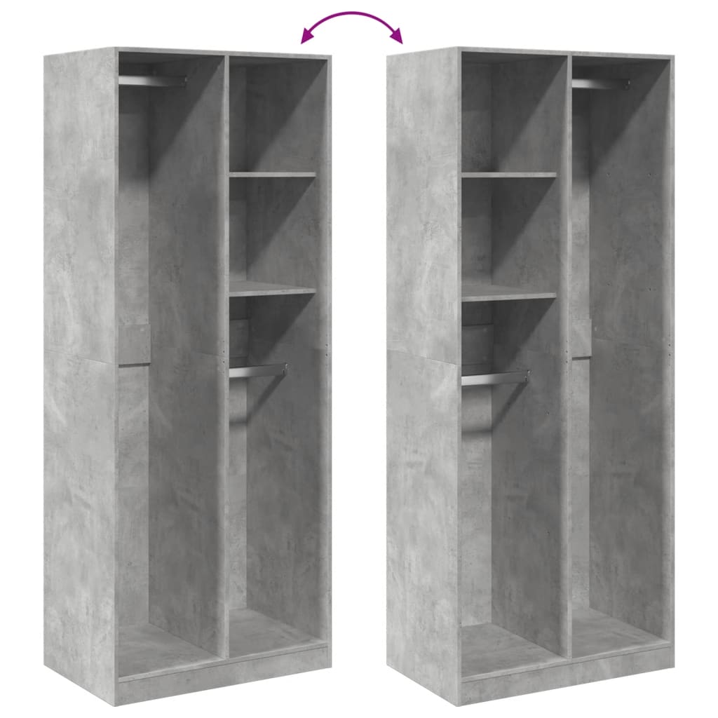 Kledingkast 80x50x200 cm bewerkt hout betongrijs