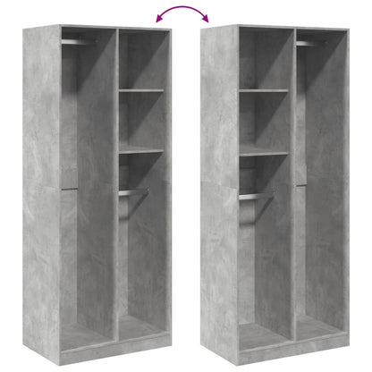 Kledingkast 80x50x200 cm bewerkt hout betongrijs