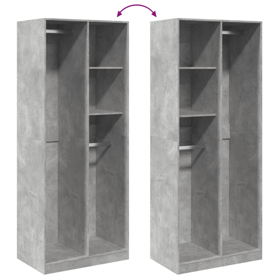 Kledingkast 80x50x200 cm bewerkt hout betongrijs