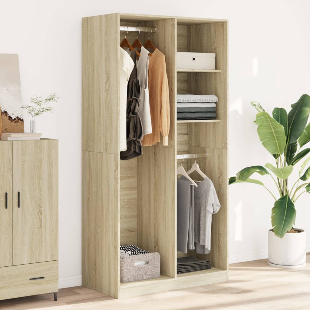 Kledingkast 100x50x200 cm bewerkt hout sonoma eikenkleurig