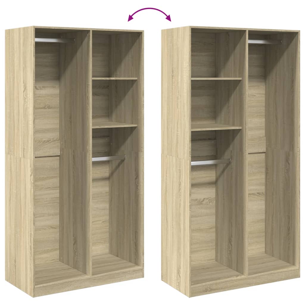 Kledingkast 100x50x200 cm bewerkt hout sonoma eikenkleurig