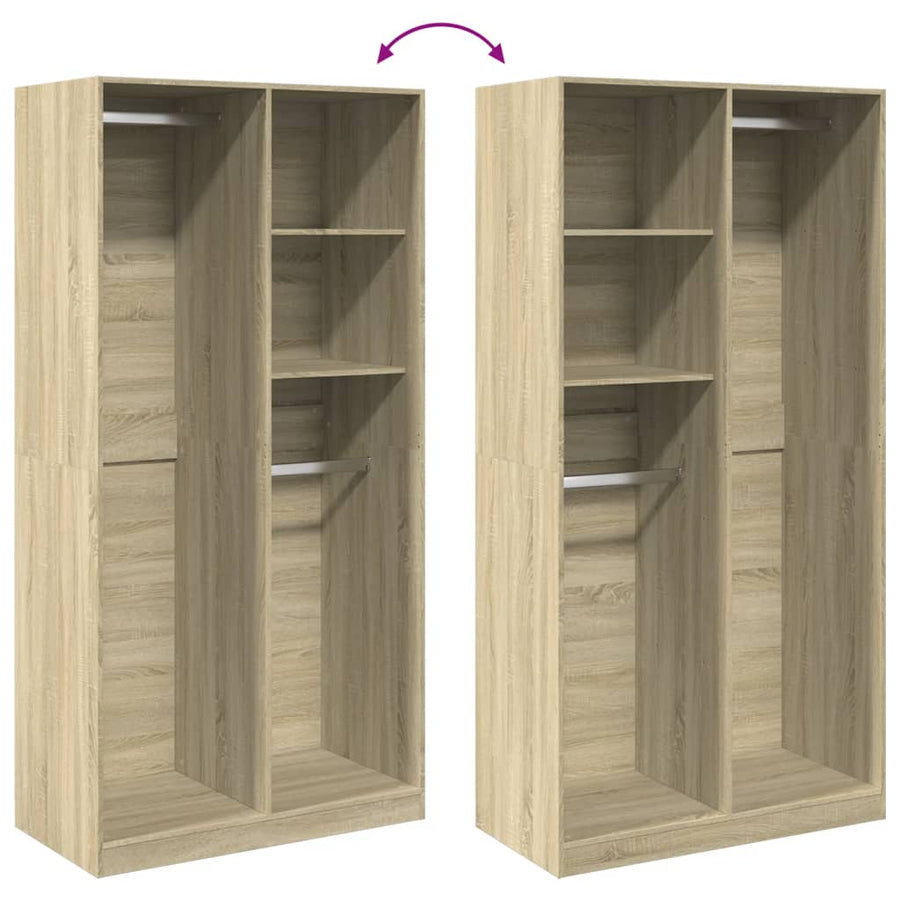 Kledingkast 100x50x200 cm bewerkt hout sonoma eikenkleurig
