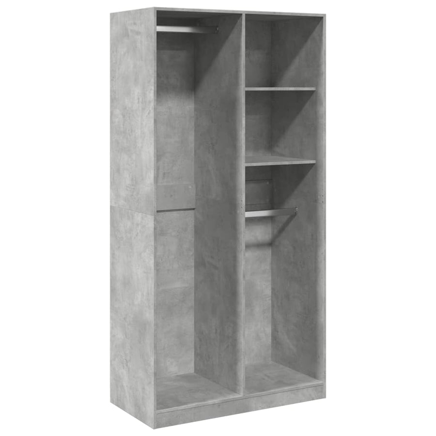 Kledingkast 100x50x200 cm bewerkt hout betongrijs
