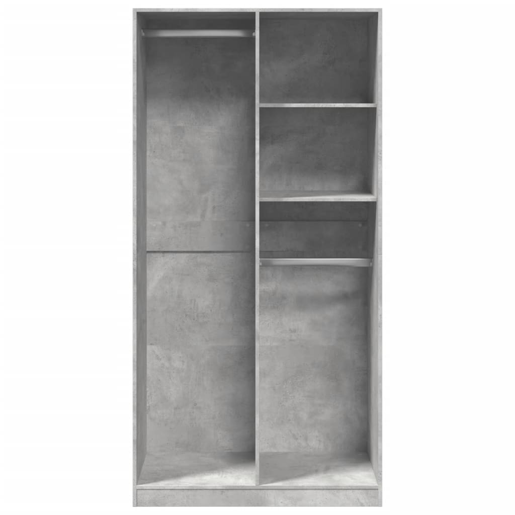 Kledingkast 100x50x200 cm bewerkt hout betongrijs