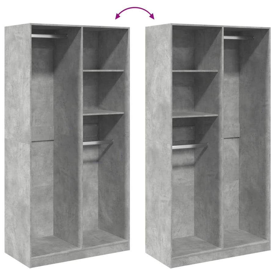 Kledingkast 100x50x200 cm bewerkt hout betongrijs