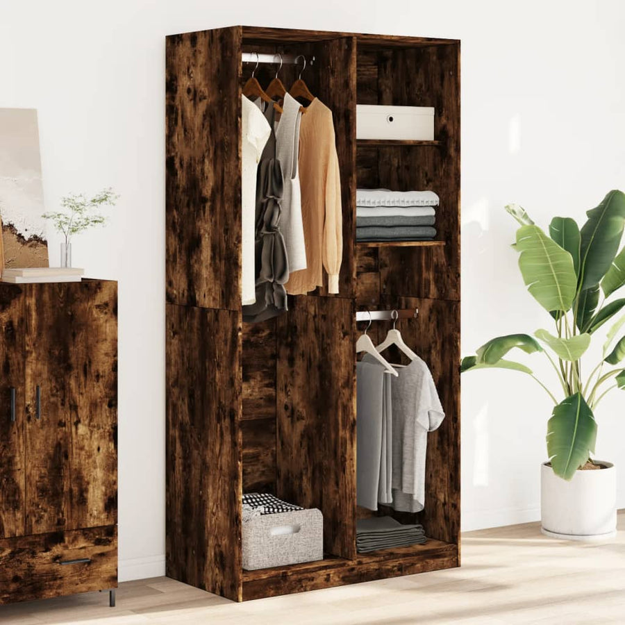 Kledingkast Bewerkt Hout Kleurig Gerookt Eiken 2 schappen