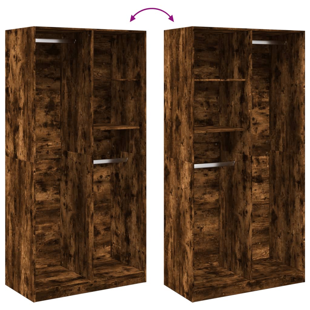 Kledingkast Bewerkt Hout Kleurig Gerookt Eiken 2 schappen