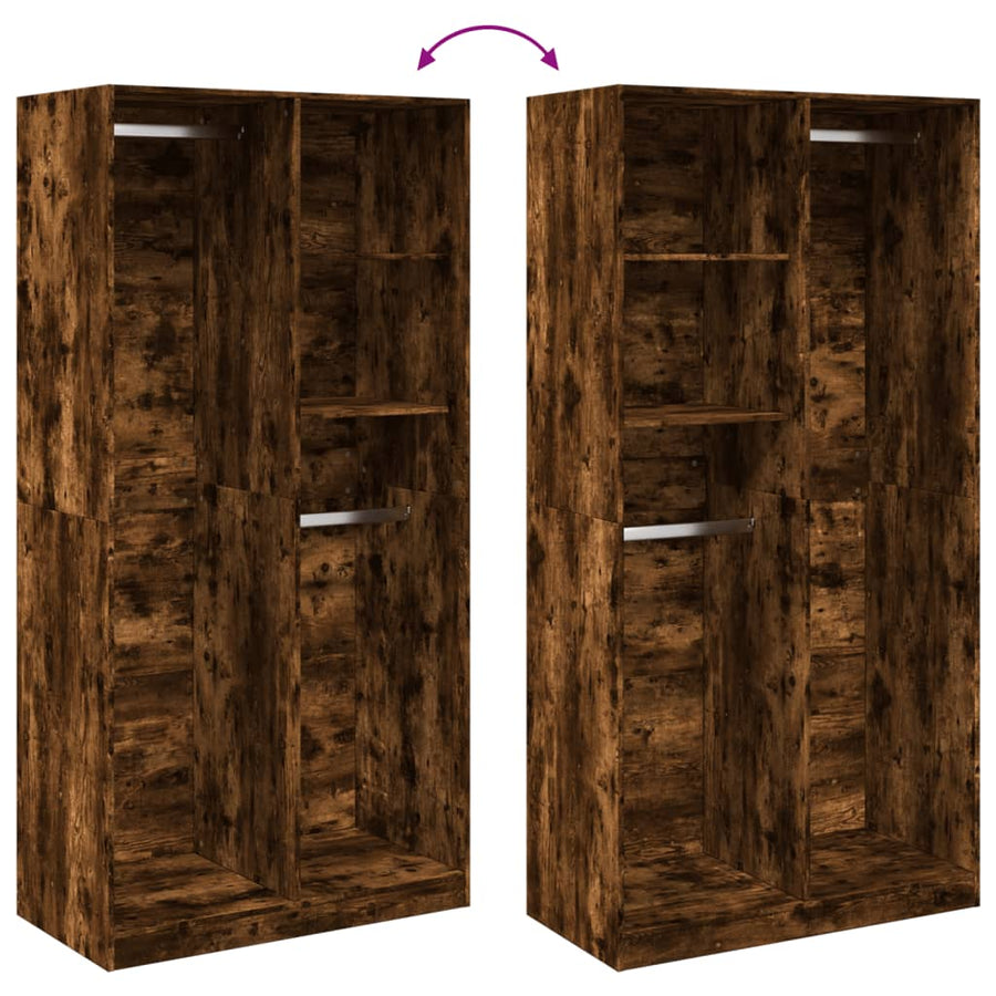 Kledingkast Bewerkt Hout Kleurig Gerookt Eiken 2 schappen