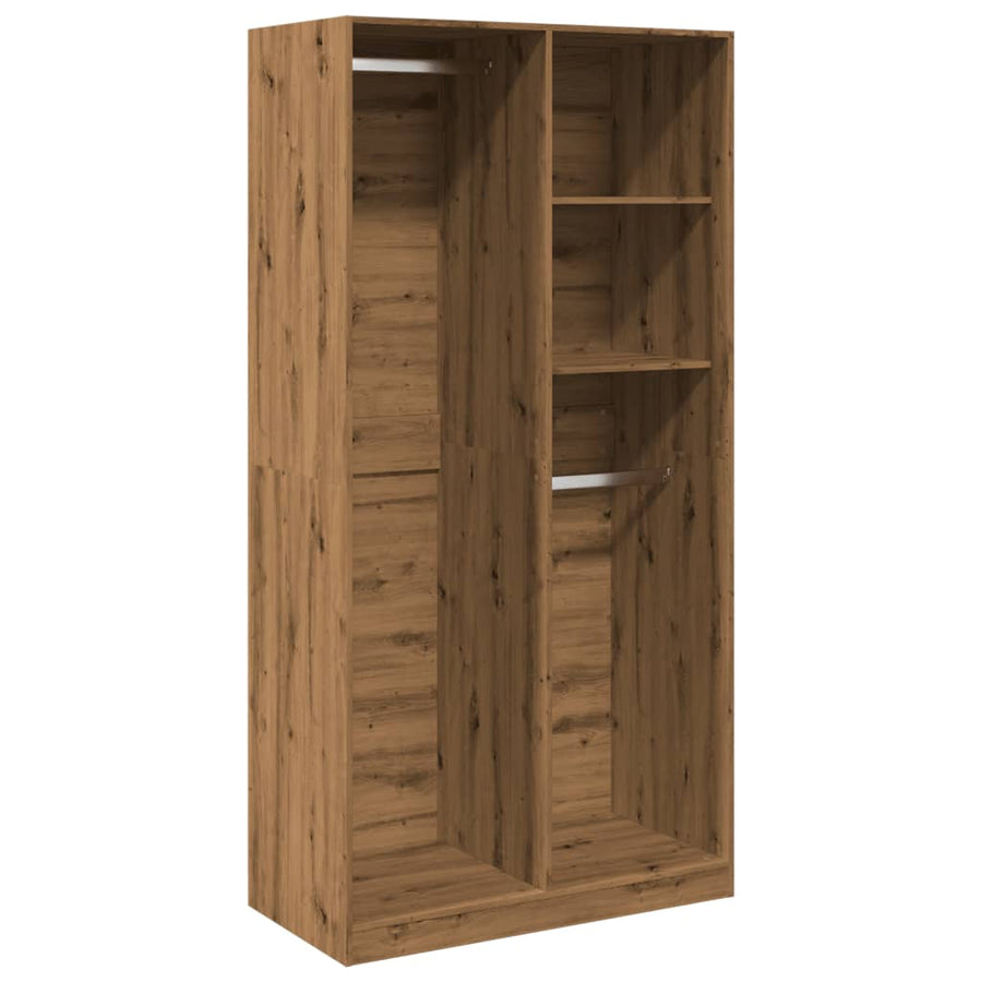 Kledingkast Bewerkt Hout Artisanaal Eikenkleurig 2 schappen
