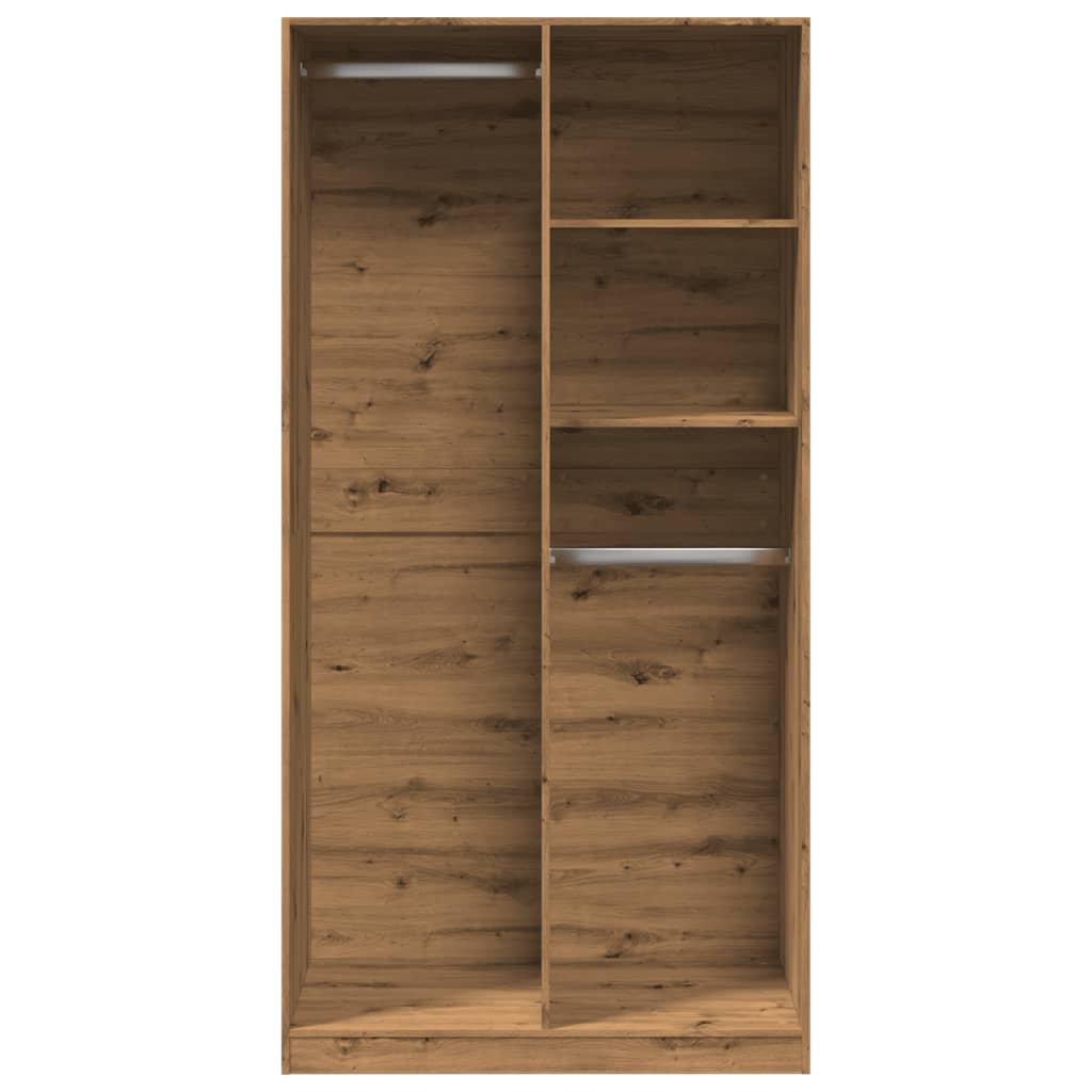 Kledingkast Bewerkt Hout Artisanaal Eikenkleurig 2 schappen