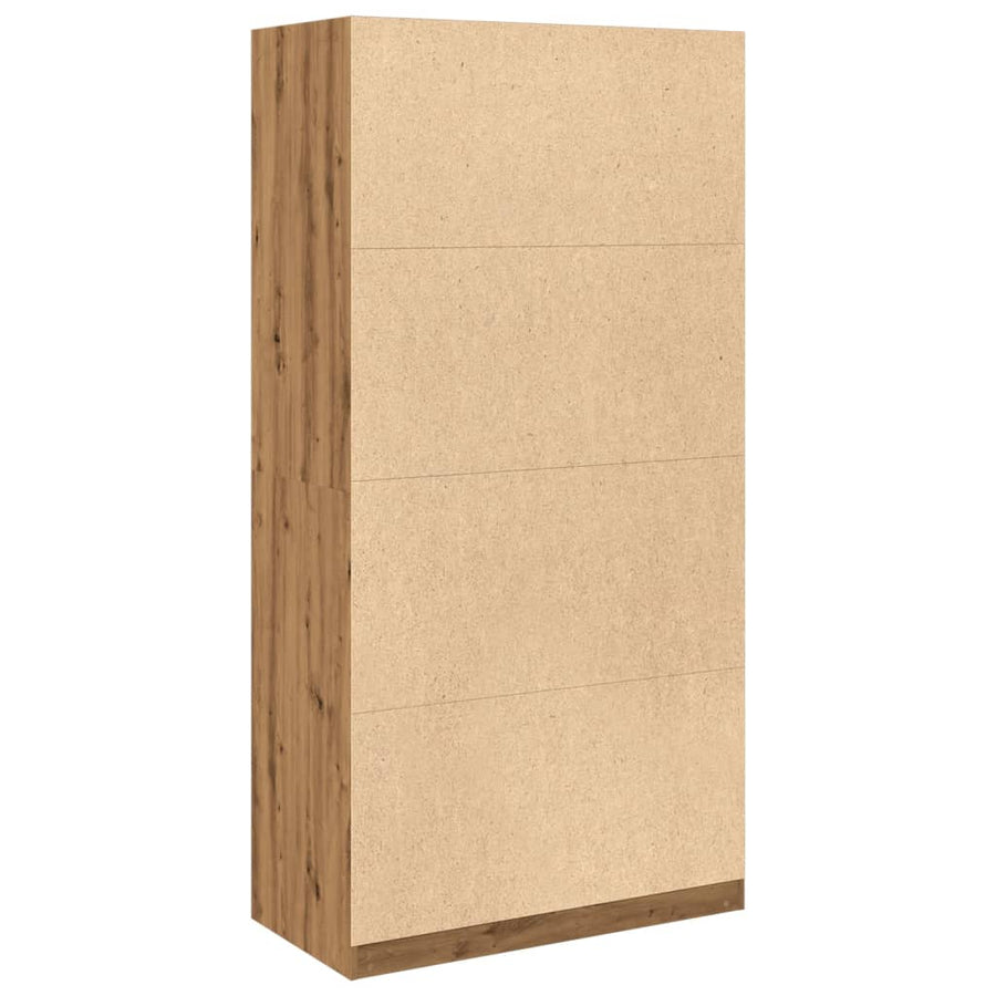 Kledingkast Bewerkt Hout Artisanaal Eikenkleurig 2 schappen