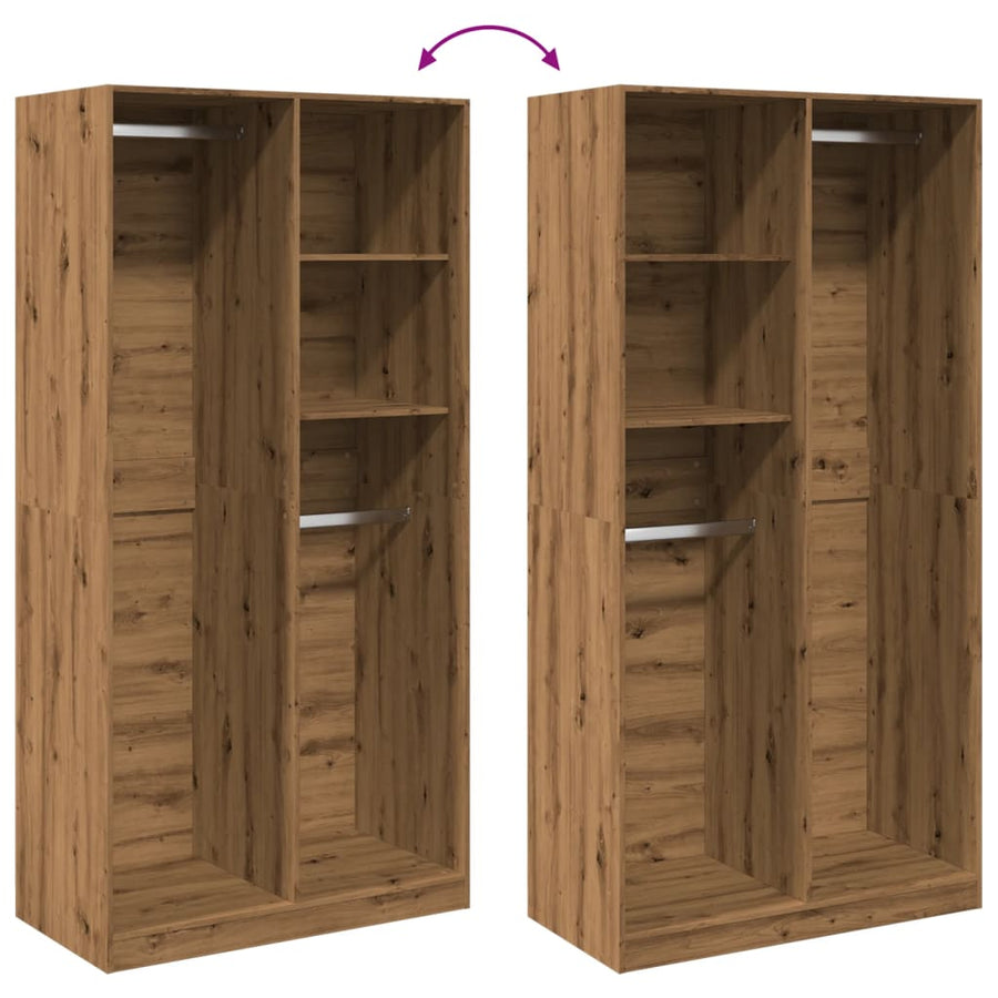 Kledingkast Bewerkt Hout Artisanaal Eikenkleurig 2 schappen