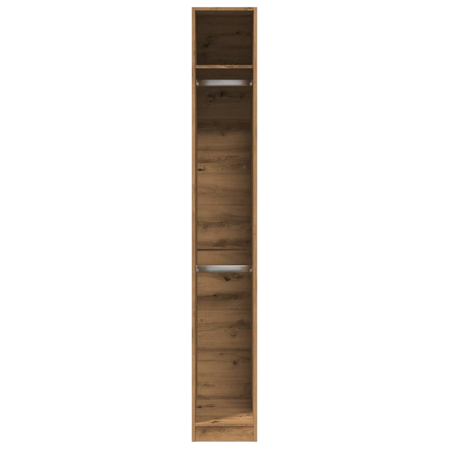 Kledingkast 30x50x200 cm bewerkt hout artisanaal eikenkleur