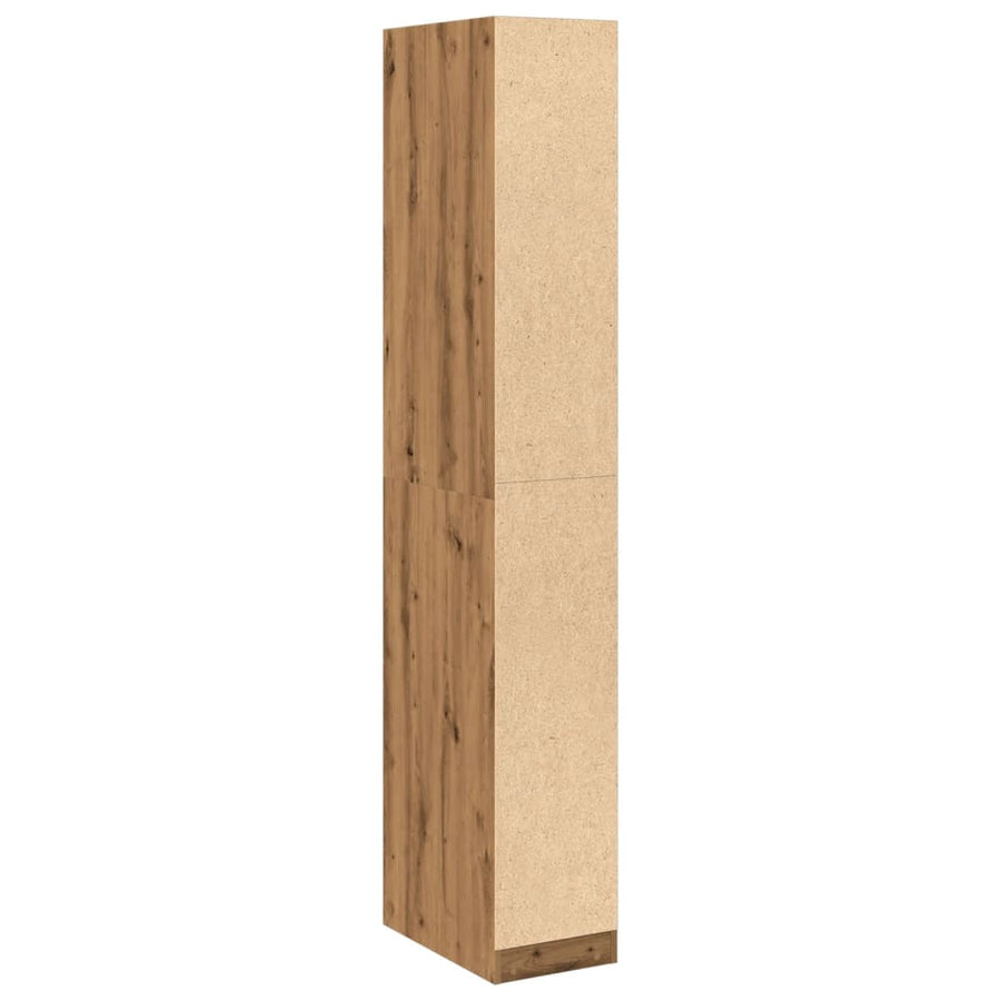 Kledingkast 30x50x200 cm bewerkt hout artisanaal eikenkleur
