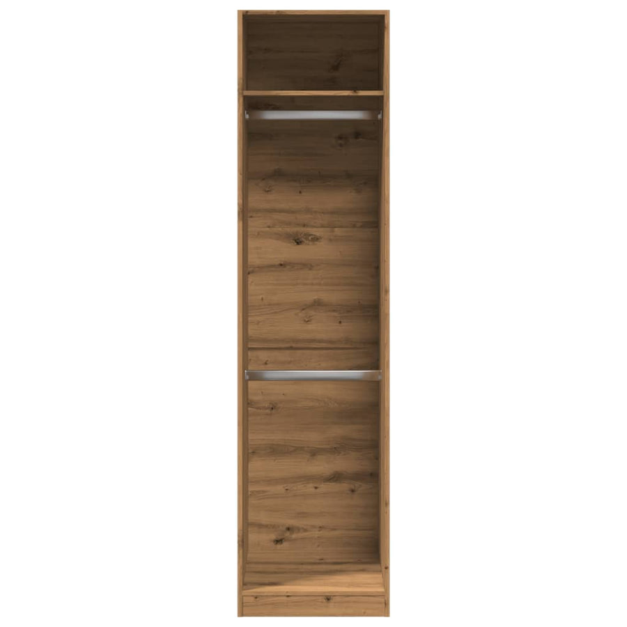 Kledingkast 50x50x200 cm bewerkt hout artisanaal eikenkleurig