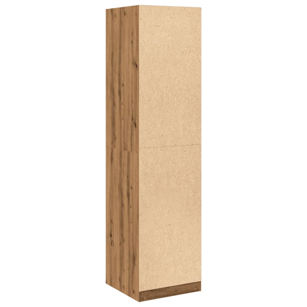Kledingkast 50x50x200 cm bewerkt hout artisanaal eikenkleurig
