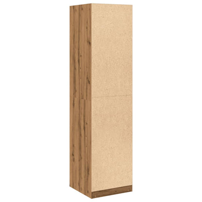 Kledingkast 50x50x200 cm bewerkt hout artisanaal eikenkleurig