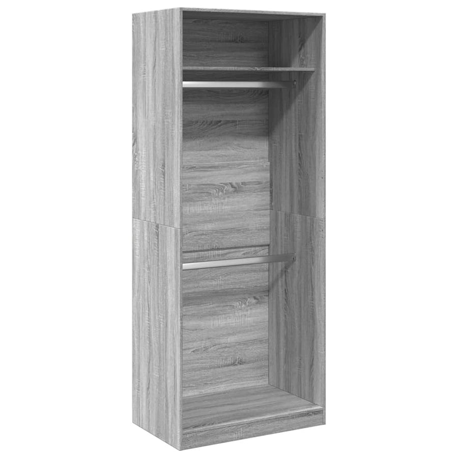 Kledingkast 80x50x200 cm bewerkt hout grijs sonoma eikenkleur