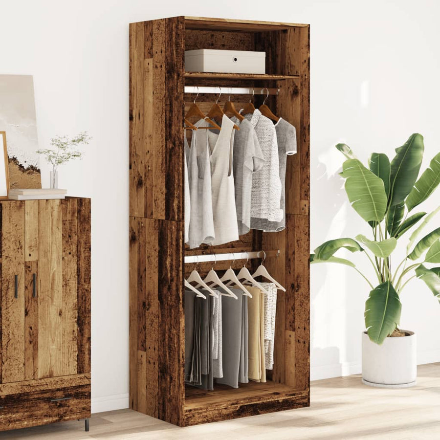 Kledingkast 80x50x200 cm bewerkt hout oud hout
