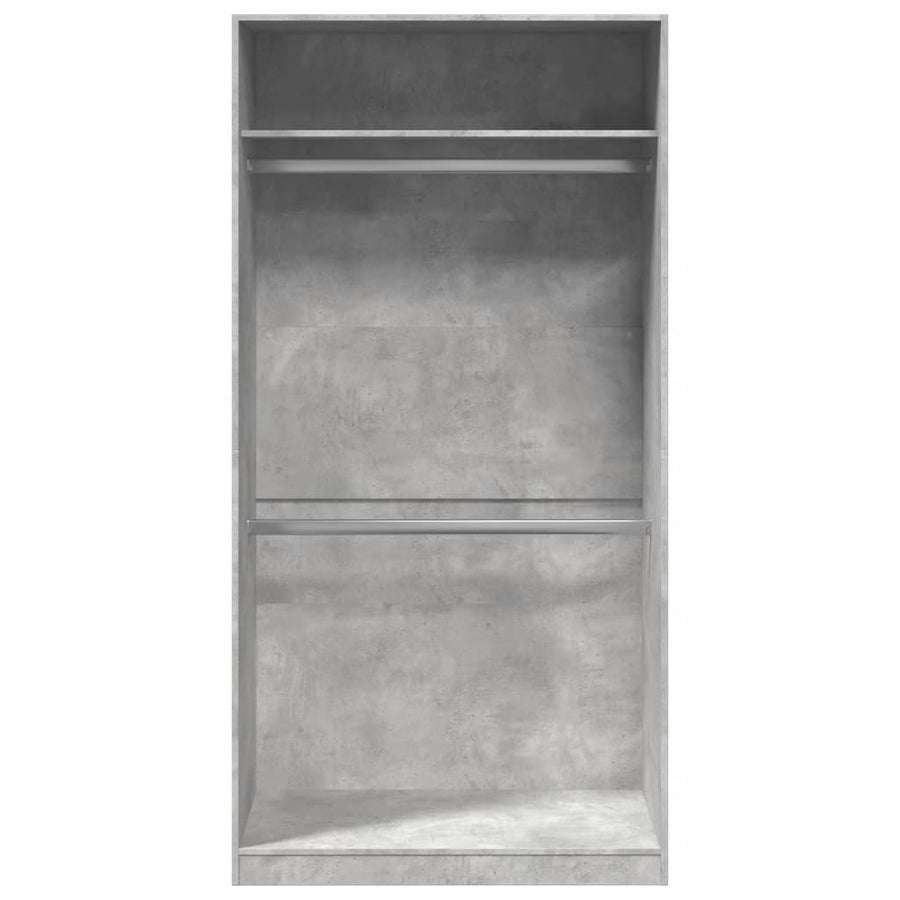 Kledingkast 100x50x200 cm bewerkt hout betongrijs