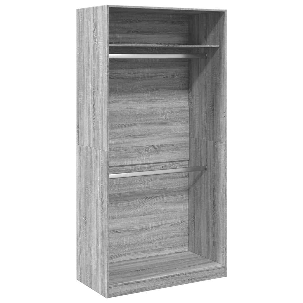 Kledingkast 100x50x200 cm bewerkt hout grijs sonoma eikenkleur