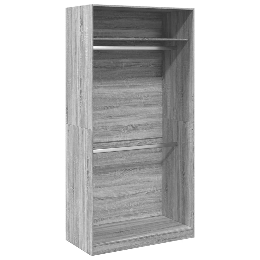 Kledingkast 100x50x200 cm bewerkt hout grijs sonoma eikenkleur