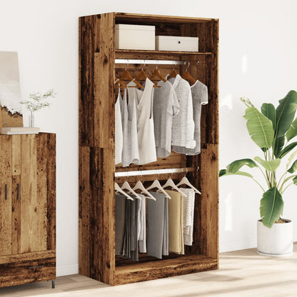 Kledingkast 100x50x200 cm bewerkt hout oud hout