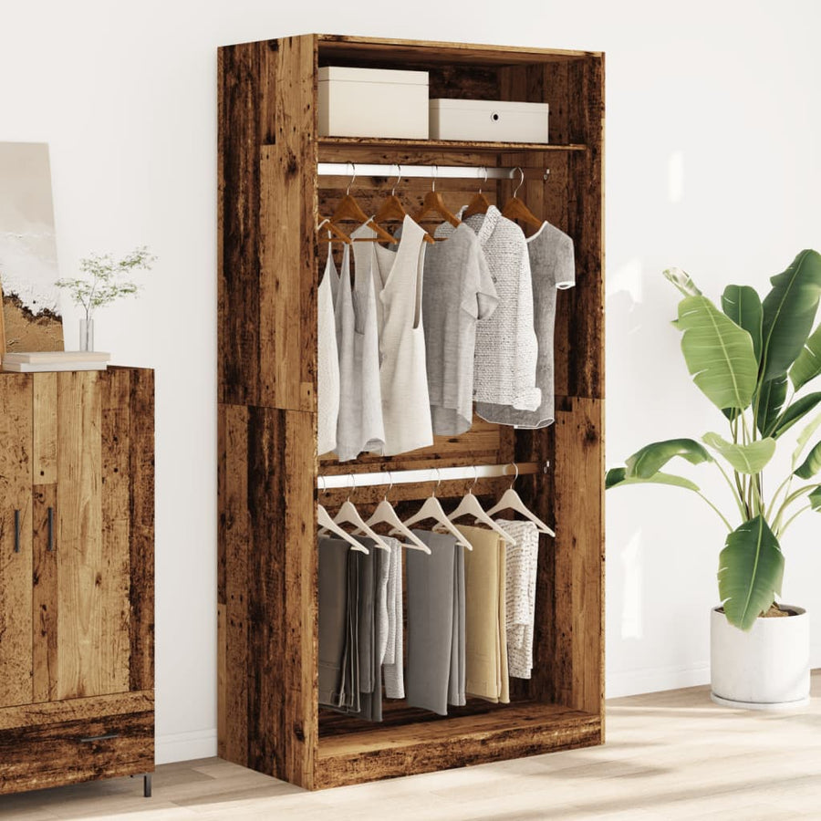 Kledingkast 100x50x200 cm bewerkt hout oud hout