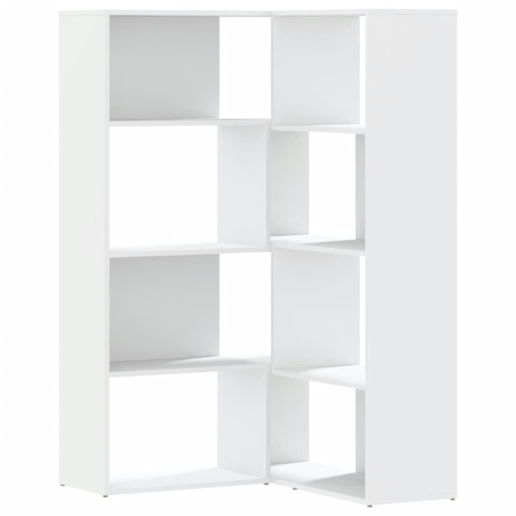 Boekenkast 4-laags hoek 85x85x140 cm bewerkt hout wit