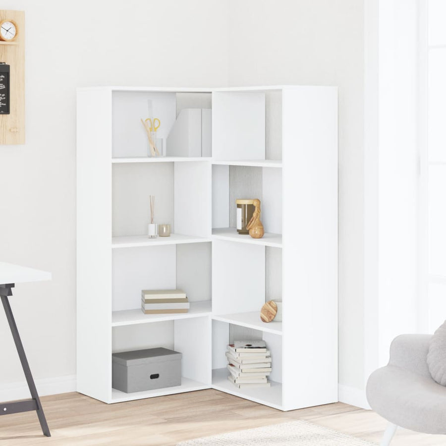 Boekenkast 4-laags hoek 85x85x140 cm bewerkt hout wit