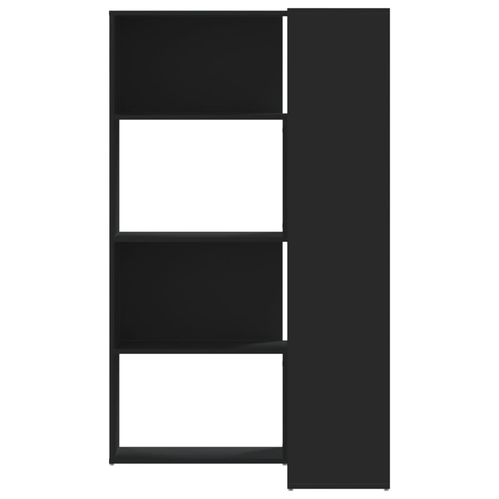 Boekenkast 4-laags hoek 85x85x140 cm bewerkt hout zwart