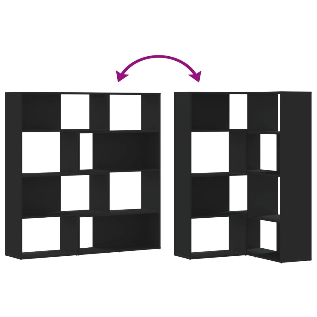 Boekenkast 4-laags hoek 85x85x140 cm bewerkt hout zwart